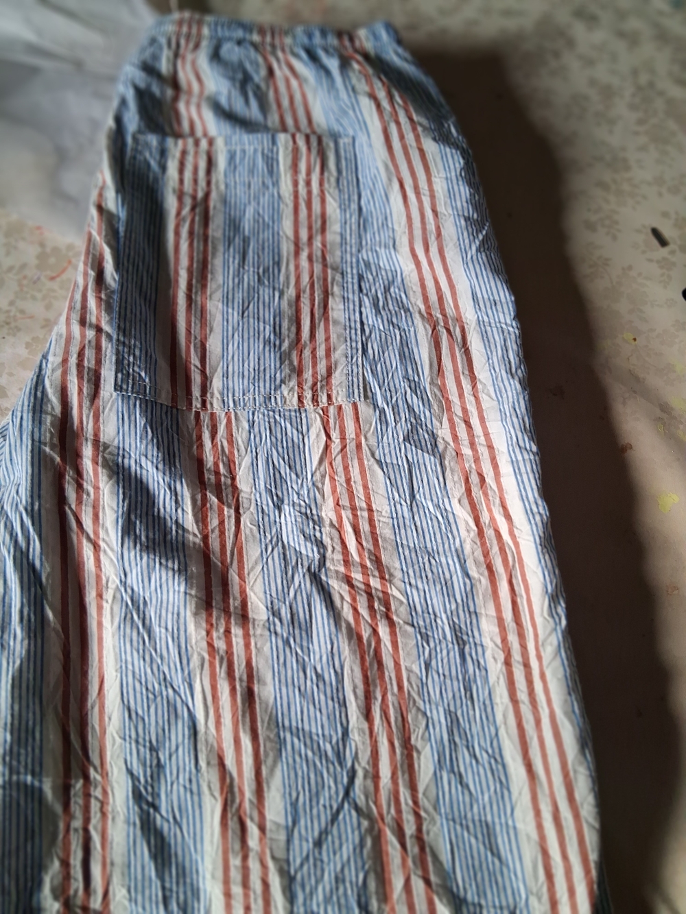 BDG Light Blue & Tan Striped Wide-Leg Drawstring Pants - Picture 8 of 8
